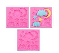 3Pcs Pink Moon and Star Molds Silicone, Cloud Fondant Mold Moon Star Cloud Chocolate Molds for Chocolate Candy Baking Sugar Cakes Decorating Candy Making Supplies