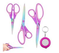 3PCS Pink Scissors Pink Craft Scissors 3 Sizes Scissor with Measure Tape Stainless Steel Titanium-Plated Office Home School Sewing Multi-Purpose Craft Scissor Set