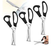 3Pcs Pinking Shears for Fabric 3mm 5mm 7mm Stainless Steel Zig Zag Scissor Scalloped Scissor with Comfortable Handle for Leather Fabric Craft Paper for Dressmaking Sewing DIY Handcraft(3pcs)