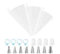 3pcs Piping Bags Reusable with 8 Stainless Steels Nozzle, 40/35/30 Cm Extra Large Piping Bags, Non-Slip Cotton Pastry Bags, Canvas Cake Decorating Bags, Icing Frosting Bag for Cakes Dessert Cupcake
