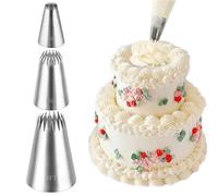 3Pcs Piping Tip,Stainless Steel Icing Piping Nozzle Tip Set French Star Piping Tip Open Pastry Tips for Cake Decorating Flowers Shells & Scalloped Designs(3 Sizes)