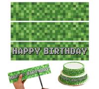 3pcs Pixel Theme Edible Cake Border Strips, 26.67x6.35cm/10.5x2.5in Glutinous Rice Paper Edible Icing Decorations for Video Game Themed Cakes