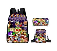 3PCS Pizza Tower Backpack Pencil Case Shoulder Bags Set, Pizza Tower School Bag Set With Lunch Bag Game Rucksack Cross-Body Bags Large Capacity Waterproofing Bookbag for Middle School Student