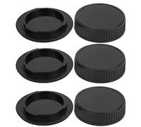 3Pcs PK Camera Body and Rear Lens Caps Kit, Black Plastic Portable Lens Rear Cover Body Front Cap Kit Fit for Pentax PK Mount Camera