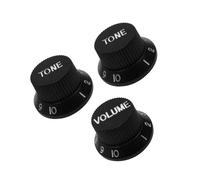 3pcs Plastic 2T1V Volume And Tone Control Knob Guitar Accessories Guitar Knobs For Adult Beginners(Bk)