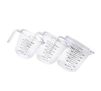 3pcs Plastic Baking Measuring Jug Set, 150ml 300ml 600ml | Plastic, Lipped Spout and Handle, Controlled Pouring for Oil, Coffee, Baking and Drinks