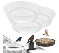 3PCS Plastic Bird Feeding Station Tray,Water Dish Tray Bath Replacement Plastic Spare,Wild Birds Seed Feeding Station Tray Bird Bath Bowl,Garden Bird Water Dish Round Birdbath for for Birds Outside