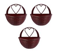 3pcs Plastic Flower Basket Brown Wall Mounted for Plants and Flowers