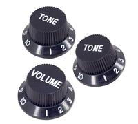 3Pcs Plastic Guitar Control Knobs, 1 Volume and 2 Tone Knobs for Stratocaster Style Electric Guitars, Replacement Parts for ST SQ Models, Black/Yellow/White