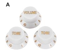 3Pcs Plastic Guitar Control Knobs Set, 1 Volume & 2 Tone Knobs for Stratocaster Electric Guitar, Replacement Parts for ST SQ Type, Black/Yellow/White