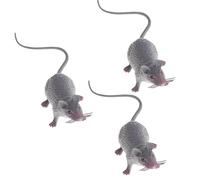 3Pcs Plastic Halloween Rat, Realistic Fake Mouse for Party Decorations, Creepy Prank Props, Spooky April Fool's Day Trick, Lifelike Mice Figures for Party and Haunted House Decor, Decorations (Grey)