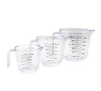 3pcs Plastic Measuring Jug Set 150ml 300ml 600ml Graduated | Comfortable to Hold Handle, Lipped Pour Spout, Slanted Mouth, for Coffee and Solid Ingredients