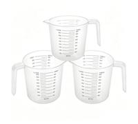 3Pcs Plastic Measuring Jugs, 1L Clear Measuring Cups with Handle