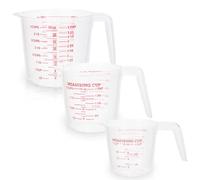 3PCS Plastic Measuring Jugs for Kitchen & Baking, BPA-Free Measuring Jug Set with Handle, Plastic Jug with Measure Scale & Easy to Read Measurements, Mixing Jug with 250ML/500ML/1000ML
