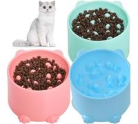 3Pcs Plastic Raised Cat Bowl Tilted 15 Degrees Elevated Cat Food and Water Bowls Set Anti Vomit Dog Kitten Food Dishes Pet Feeder for Cats and Small Dogs (C color mixing)