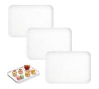 3PCS Plastic Serving Tray, White Serving Platters for Party Food, BPA Free, Trays for Charcuterie Dishes, Reusable Platter for Snacks, Fruit, Cookies, Sandwich, Snack Trays, Coffee Tray,31x 22.5cm