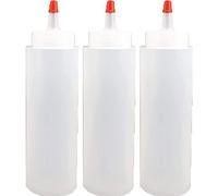 3pcs Plastic Squeeze Bottles with Caps Squeezy Dispenser Condiment Bottles for Drip Cake Sauce Seasoning Salad Dressing A, Plastic, normal