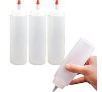 3pcs Plastic Squeeze Bottles with Caps Squeezy Dispenser Condiment Bottles for Drip Cake Sauce Seasoning Salad Dressing