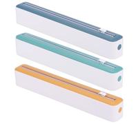 3Pcs Plastic Wrap Dispenser with Slide Cutter, Practical Food Wrap Dispenser Refillable Cling Film Dispenser with Suction Cup and Suction Lock Buckle Reusable Cling Wrap Dispenser 37 x 5 x 7 cm