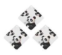 3PCS Playful Panda Car Air Freshener Hanging Scented Cards Cute White Car Fresheners Long Lasting New Cars Scents for Women Men Natural Air Freshener with Lanyard Automotive Freshies