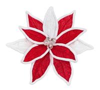 3PCS Plush Christmas Flower for Decorations, 11.8'' Large Fluffy Artificial Flowers Fake Poinsettia, Red & White Floral Ornaments for Xmas Home Decor, Christmas Tree, Wreath, Garland, New Year