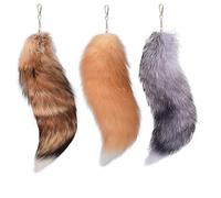 3PCS Plush Fox Tail Keychain Set Women Faux Fur Cosplay Accessories and Keyring Extra Large Bag Charm Pendant for Elegant Car Accessories Decoration, フリーサイズ