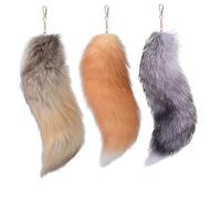 3PCS Plush Fox Tail Keychain Set Women Faux Fur Cosplay Accessories and Keyring Extra Large Bag Charm Pendant for Elegant Car Accessories Decoration, フリーサイズ