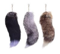 3PCS Plush Fox Tail Keychain Set Women Faux Fur Cosplay Accessories and Keyring Extra Large Bag Charm Pendant for Elegant Car Accessories Decoration, フリーサイズ