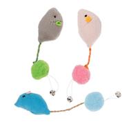 3pcs Plush Mouse Cat Fuzzy Stuffed Animal Chew for Indoor Cats & Kittens Playtime Entertainment with Bell Includes and Grey Colors