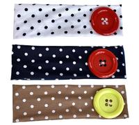 3pcs Polka Dot Wide Headbands with Big Button, Elastic Hair Bands | Non Slip Design for Yoga and Sports, 2.8 Inch Width, Women’s Retro Style