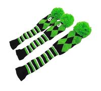 3Pcs Polyester Wool Knitting Golf Putter Head Cover, Wooden Club Headcovers Set for No.1/3/5 Drivers, Soft Protective Golf Head Cover with Rotatable Number Tag (Green)