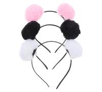 3pcs Pom Ball Headband Halloween Season Plush Bear Ears Costume | Soft Fluffy Pompoms, Non-slip Secure Fit, for Women and Partygoers at Holiday Events