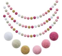 3Pcs Pom Pom Garland Felt Balls Colored Felt Ball Garland with 90 Balls Pastel Pom Pom Garland 2M Colorful Pom Poms Garlands for Bedroom Christmas Wedding Birthday Party Decoration, 2.5CM