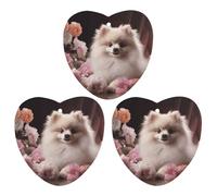 3PCS Pomeranian And Flowers Car Air Freshener Hanging Scented Cards Cute lavender Car Fresheners Long Lasting New Cars Scents for Women Men Natural Air Freshener with Lanyard Automotive Freshies