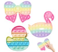 3PCS Pop It Fidget Toys Poppet Fidget Toy Animal Sensory Push Bubble Popper Pack for Kids & Adults Stress Relief Silicone Fidget Toy for Anxiety Travel Classroom Christmas Birthday Present (SETD)