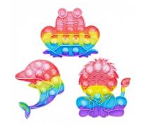 3PCS Pop It Fidget Toys Poppet Fidget Toy Animal Sensory Push Bubble Popper Pack for Kids & Adults Stress Relief Silicone Fidget Toy for Anxiety Travel Classroom Christmas Birthday Present (SETB)