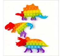 3Pcs Pop It Fidget Toys Silicone Push Pop Bubble Sensory Pop Fidget Toy Stress Relief Dinosaur Fidget Popper Toys for Kids Adults Quiet Popping Toy for Focus Travel Classroom Gift