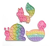 3Pcs Pop It Fidget Toys Silicone Push Pop Bubble Sensory Pop Fidget Toy Stress Relief Small Animals Fidget Popper Toys for Kids Adults Quiet Popping Toy for Focus Travel Classroom Gift