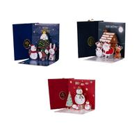 3Pcs Pop Up 3D Christmas Cards with Envelopes Christmas Greeting Card 3D Patterns with Christmas Tree Santa Snowman Reindeer Suitable for Family or Friends