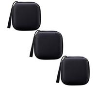 3pcs Portable EVA Storage Pouch for Earbuds and Cables, Black | Nylon Shell, Large Opening with Smooth Zipper, Two Compartments, Shock Resistant Protection for Office Desk Organization
