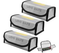 3pcs Portable Lipo Battery Safe Bag, 18.5*6*7.5cm Fireproof, Explosion-Proof Battery Sack, High Temperature Resistance Charger Storage Protection Bag, Battery Safe Box for Transport, Storage(Silver)