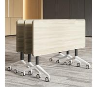 3PCS Portable White Folding Training Table Set Flip Top Desk with Locking Casters for Office Classroom & Conference Room Pine Color 47.2"x23.6"x2"