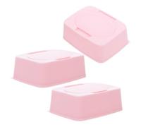 3pcs Portable Wipe Holder with Dustproof Flip Cover PP Pink