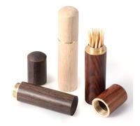 3PCS Portable Wood Toothpick Holder, Mini Pocket Tooth Pick Box, Travel Portable Toothpick Dispenser Bucket for Storage Needle, Toothpicks, Pill Bead, Ear Pick, Cotton Swab and Other Small Object