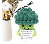 3Pcs Positive Broccoli, Funny Crochet Doll Knitted Broccoli Toy, 7.8x6.3x6.3cm EmotionalSupport Crochet Doll, Cute Motivational Plants Dolls For Home Desk Decor
