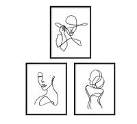 3Pcs Poster Minimalist Line Art Prints Abstract Line Wall Artwork Art Poster Waterproof Black White Face Drawing Paintings Picture Hanging Kit Birthday Gifts for Bedroom Living Room, 8 x 10 Inch