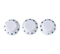 3PCS Potentiometer Rotary Knobs Guitar Control Knobs Tone Volume Control Knob Replacement for Electric Guitar Bass (White Knob Black Lettering)