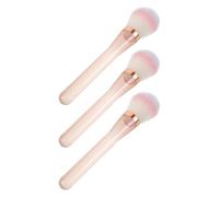 3pcs Powder Blush Brush Pink Plastic Fiber Contour Brush for Travel | Multitasking Highlighting and Dusting, Even Powder Distribution, for Professionals and Beginners on Trips
