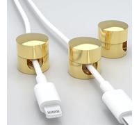 3Pcs Power Cord Holder, Metal Cord Holder, Cable Anchors Wire Organizer, Organize Cables Light Cord, For DIY Lighting(gold)