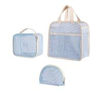 3Pcs Practical Quick Dry Shower Storage Organized Hollow Out Design Large Makeup Bag for Travel and Daily Organization Barracks Shower Bag